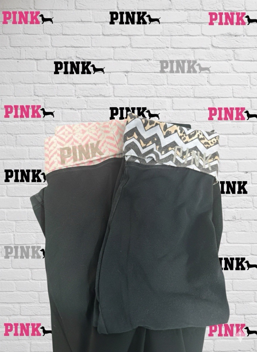 Y2k Victoria secret PINK Fold Over Yoga Pants Lot Black Low Rise Rare Waistband