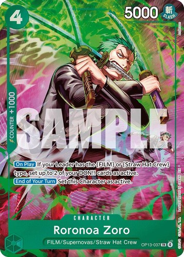 One Piece TCG English OP13-037 Roronoa Zoro (TR) Alt Art Parallel