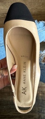 Anne Klein authentic brand-new Chaya women two-tone slingback shoe, 9.5M tan/blk