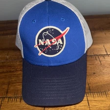 Nasa American Needle Mesh cotton Strapback Baseball Hat Cap Adj blue 
