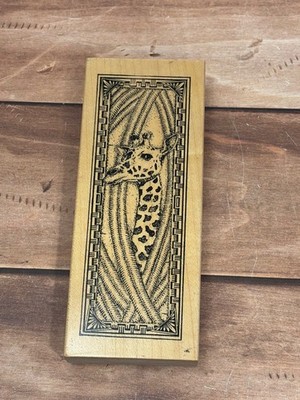 RARE HTF TAYLORED ARTWORK GIRAFFE WOOD MOUNTED RUBBER BLOCK STAMP