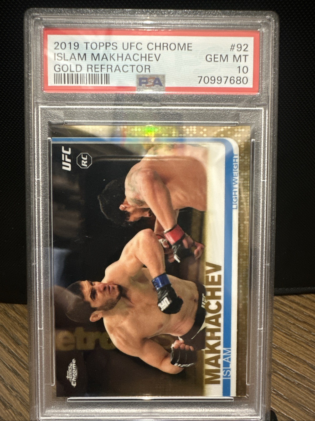 2019 Topps UFC Chrome Islam Makhachev GOLD Refractor 44/50 PSA 10