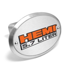 Hemi 5.7 Liter 3d Logo On Brushed Oval Billet Aluminum 2 Inch Tow Hitch Cover
