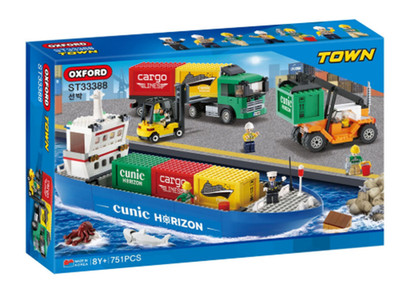 Oxford Town  Building Block Container Transport & Cargo Ship Set  ST33388