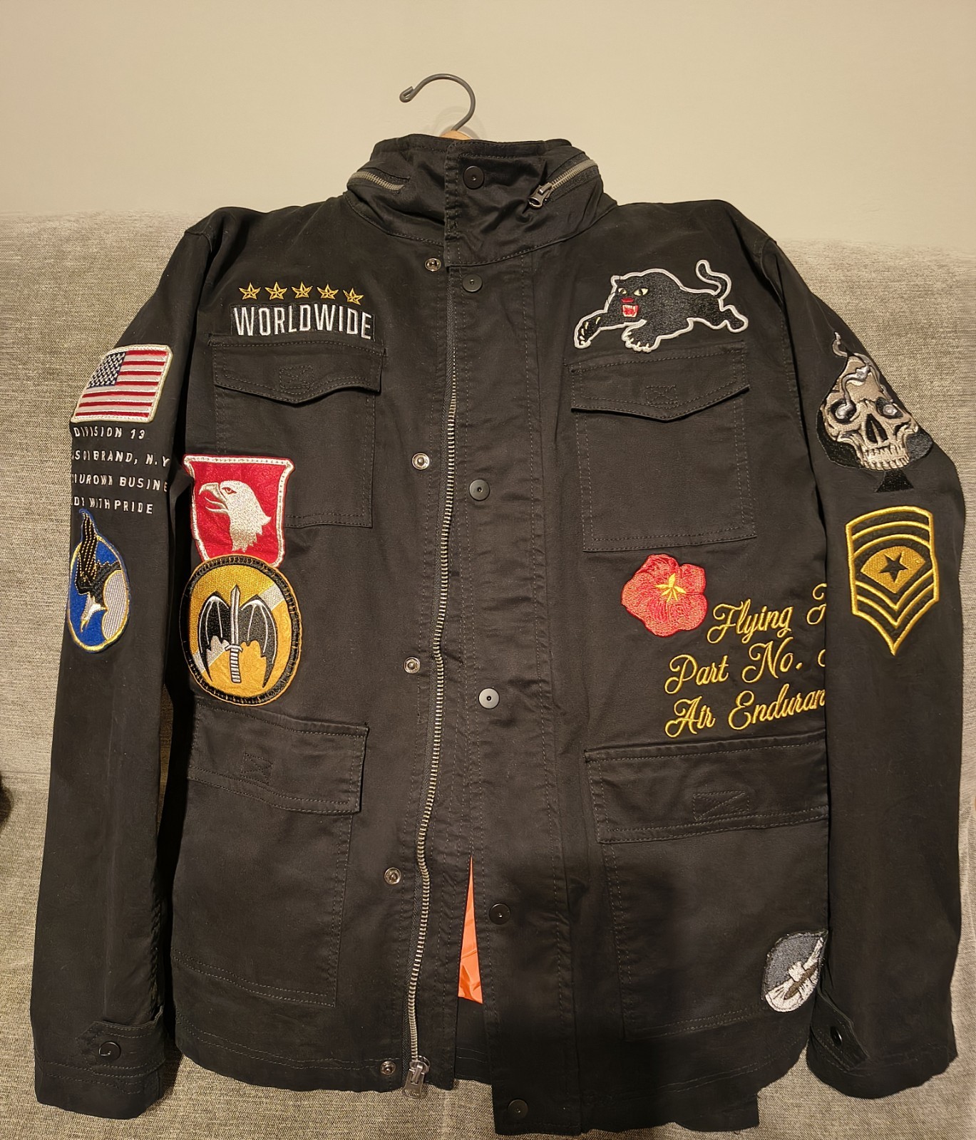 Reason Patchwork Back Graphics Black Eclectic Hea… - image 1