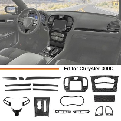 19x Carbon Fiber Center Console Dash Decor Cover Trim Kit For Chrysler 300 15-23