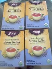 Yogi Tea Honey Lavender Stress Relief Tea - 16 Tea Bags per Pack 4 Packs - ...