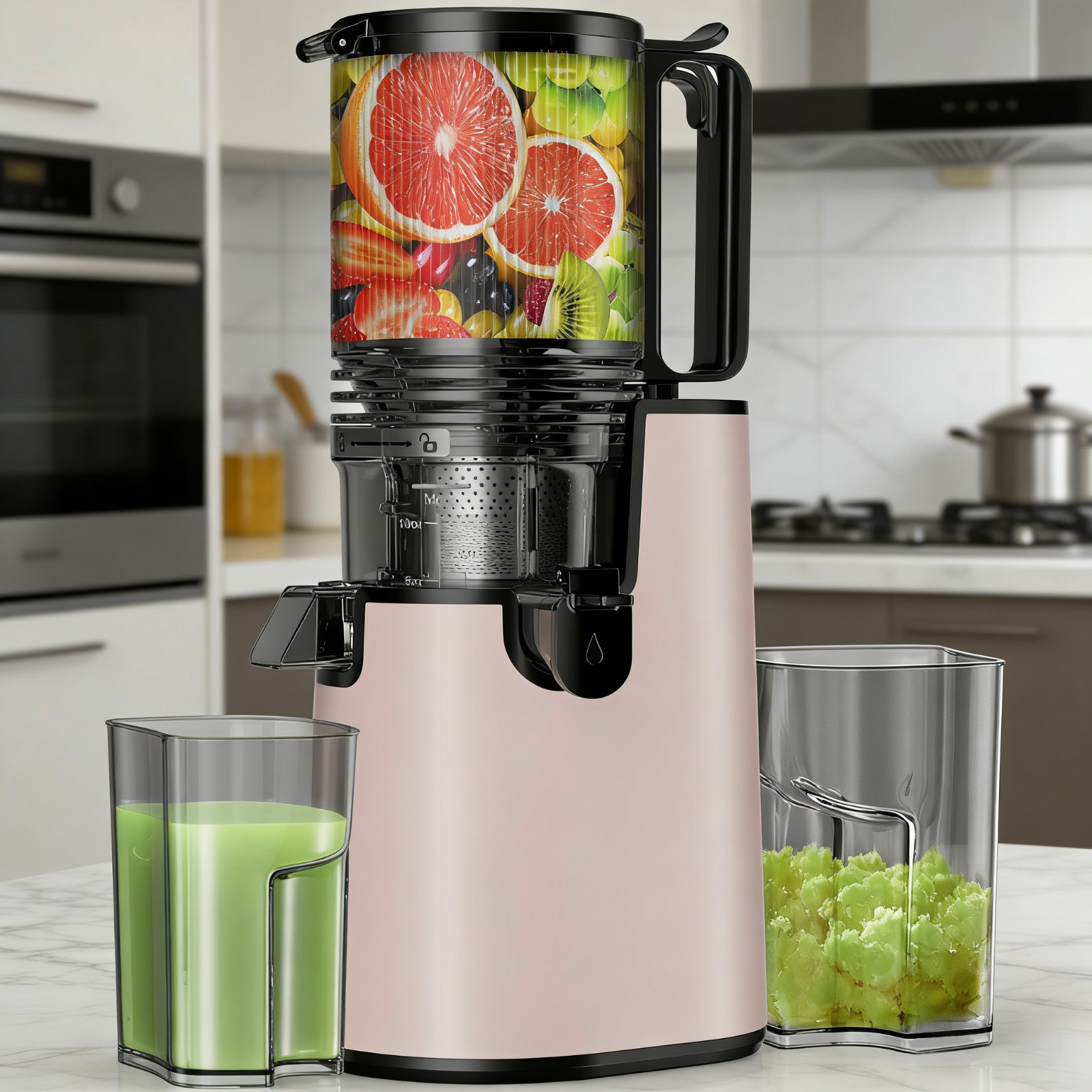 Cold Press Juicer, Amumu Slow Masticating Machines with 5.4" Extra Large Feed