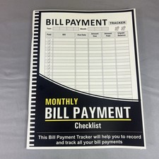 Bill Tracker Notebook Monthly Bill Payment Checklist 8.5x11 100 Pages Very Good
