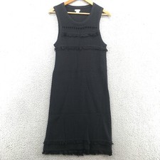 J Crew Crochet Knit Midi Summer Dress Womens S Black Cotton Fringe Sleeveless
