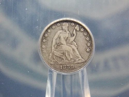 1859 "P" Seated LIBERTY Silver Half Dime H10 5c ANACS VF20 #841 ECC&C, Inc.