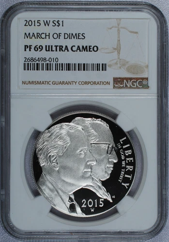 2015 - W March of Dimes Commemorative Silver Dollar - NGC PF 69 Ultra Cameo
