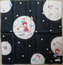 Vtg NEW Japanese Retro Toy Design Bandana Scarf Handkerchief Cotton 24"sq Japan