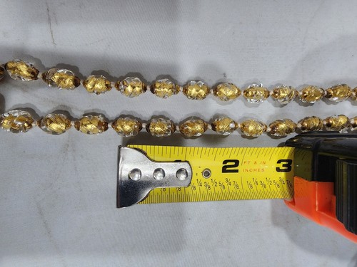 Vintage Venetian Murano Black Gold Foil Gold Glass Beaded Necklace Wedding Cake - Picture 8 of 15
