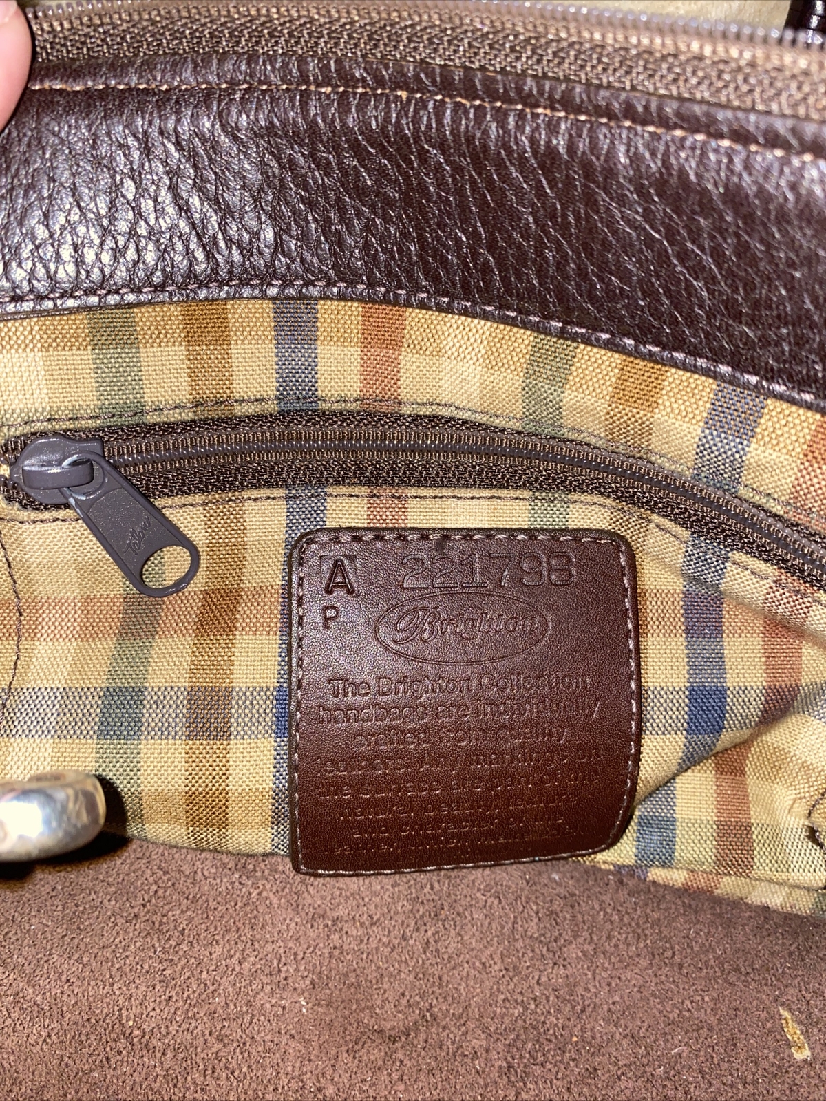 Brighton Solid Brown Crocodile Embossed Double Ha… - image 4