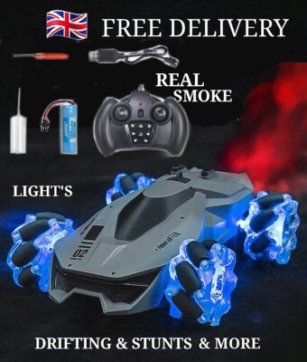 RC Auto 2.4G Drift, Stunt, ''Real Smoke'' Lichter, Fernbedienung KOSTENLOSER UK-VERSAND