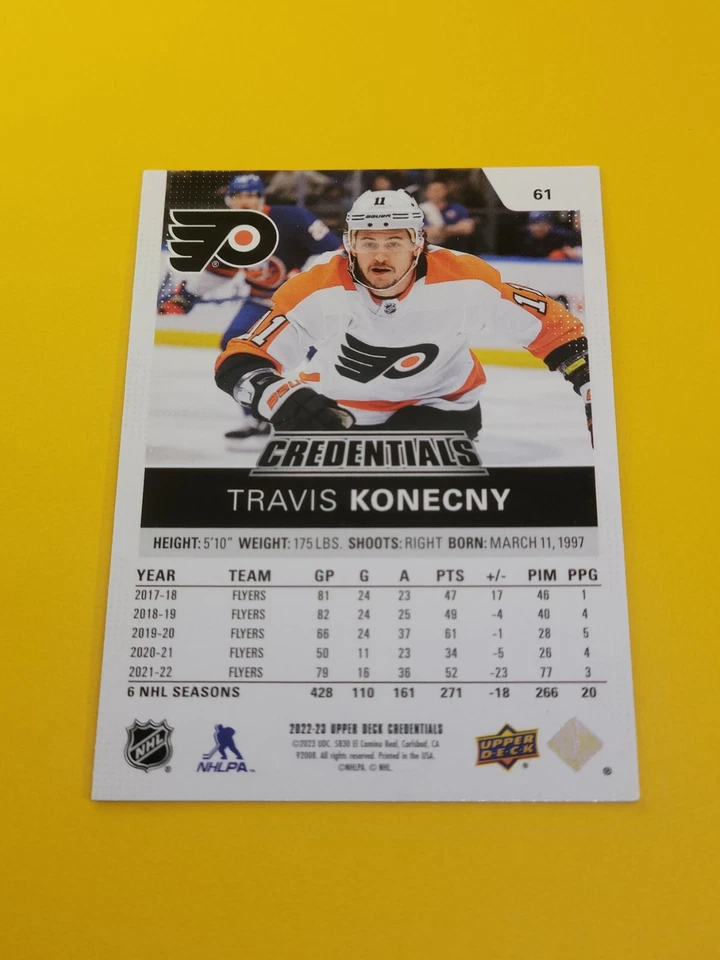 2022-23 Upper Deck Credentials Base Flyers Travis Konecny #61 - Image 2 of 2