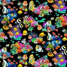 Michael Miller - Sea World - Splashtastic - Black, Fabric BTY