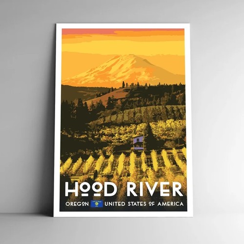 Hood River Oregon Vintage-Stil Reiseposter
