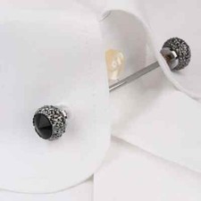 1.20CT Deep Black Onyx Groom Wedding & Engagement Shirt & Suit Men's Collar Clip