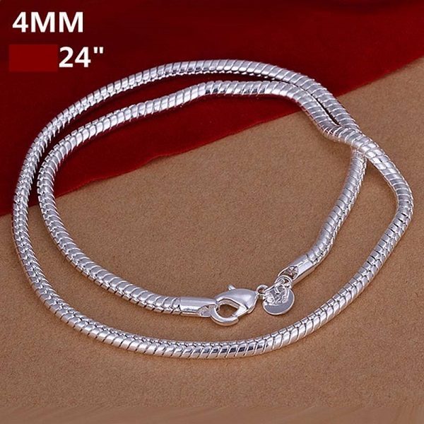 925 sterling silver necklace women, silver fashion jewelry Snake Chain 1mm Necklace 16 18 20 22 