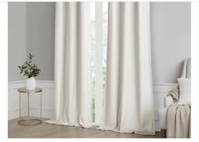 Sunsmart Printed Faux Silk Total Blackout Window Panel Pair 84 X 95” Ivory