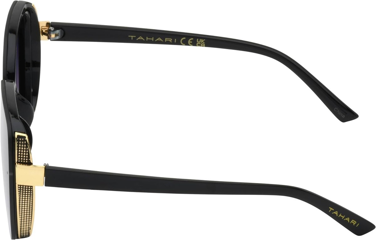 TAHARI Women's Th893 Geometric 100% Uv400 Protective Cat Eye Black - Main Image