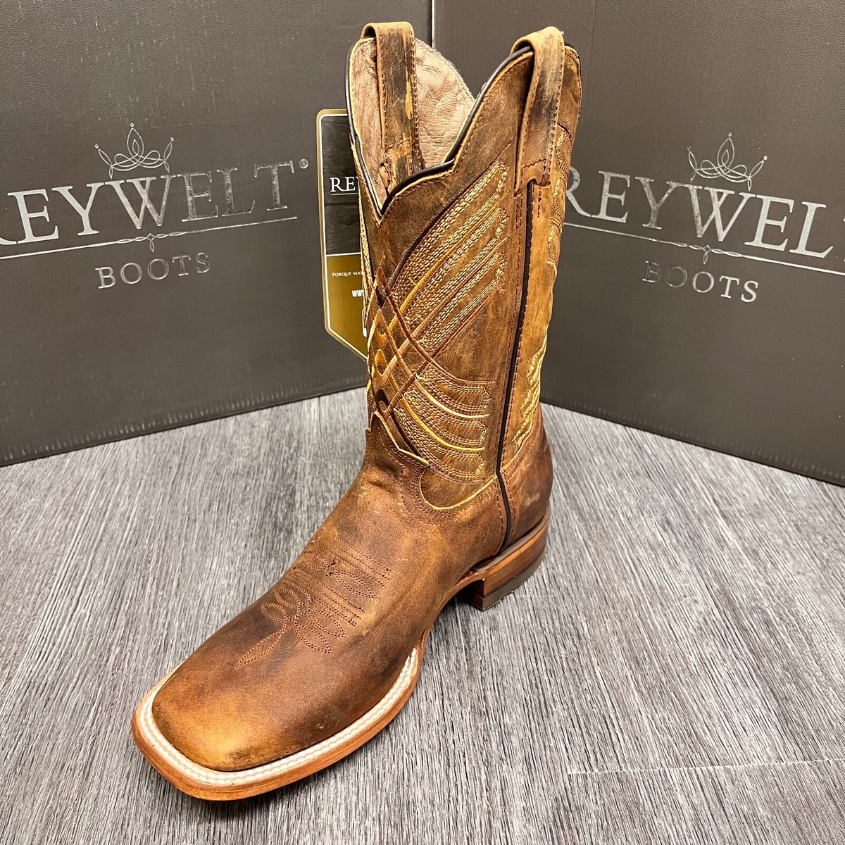 NEW Ranch Industry Western Boots Brown Textured Leather Square Toe‎ Cowboy Rodeo Built for early mornings, long days, and everything in  main image 4