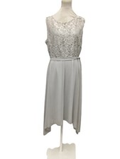 Roman Silver Grey Lace Flared Length 46” Viscose Mix Dress Size 22 Bnwt