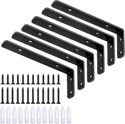 6PCS Heavy Duty Metal L Bracket, 5''x2'' Shelf Support, Max Load 42Lb