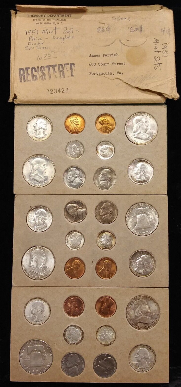 1951 U.S. 30 Coin Double Mint Set P , D , & S Mints w/ Original