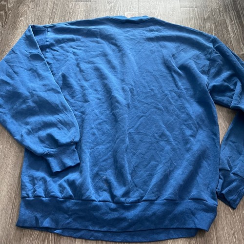 VINTAGE JERZEES Crewneck Sweatshirt Mens Large Blue Thrashed - Picture 4 of 4