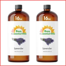 LAVENDER ESSENTIAL OIL Skin Aromatherapy Massage 473ml 2 Pack SUN ESSENTIAL OILS