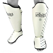 Fairtex SP5 Shin Guards Muay Thai Boxing MMA Kickboxing White Ships From USA