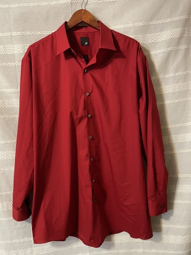 JF Ferrar Red Slim Fit Dress Shirt Men Sz XL Great Con 20.00 - Picture 3 of 4