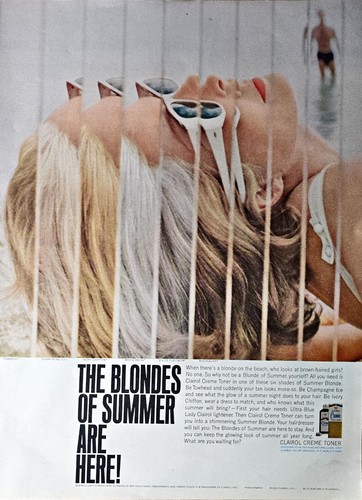 1964 Vintage Clairol Creme Toner Blondes of Summer Beach Six Shades Print Ad