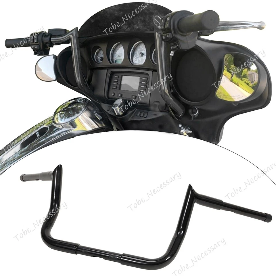 Black 10" Handlebar For Harley Street Electra Glide Meathook Bars Handlebar - Image 2 of 4
