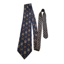 Tommy Hilfiger Tie 100 Silk Navy Geometric Starts Printed in Italy Made in USA