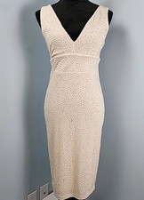 G by Guess Jenelle Midi Dress Ivory Gold Sparkle V Neck Large Party Dress NWT