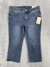 NYDJ Jeans Womens 12P Blue Marilyn Crop Rockie Straight Cool Embrace Lift Tuck