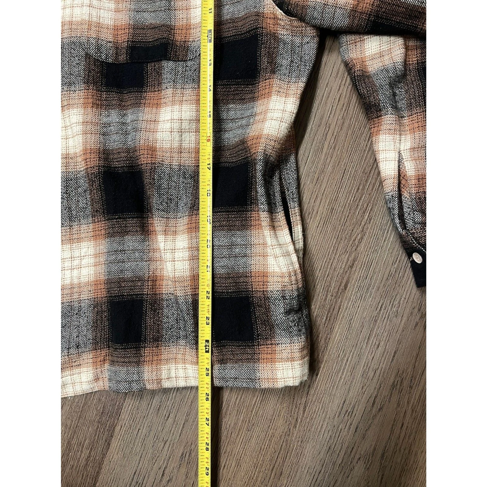 Stan Ray Mens Large Brown Black Plaid Full Zip Cotton Flannel Shirt Jacket image 7