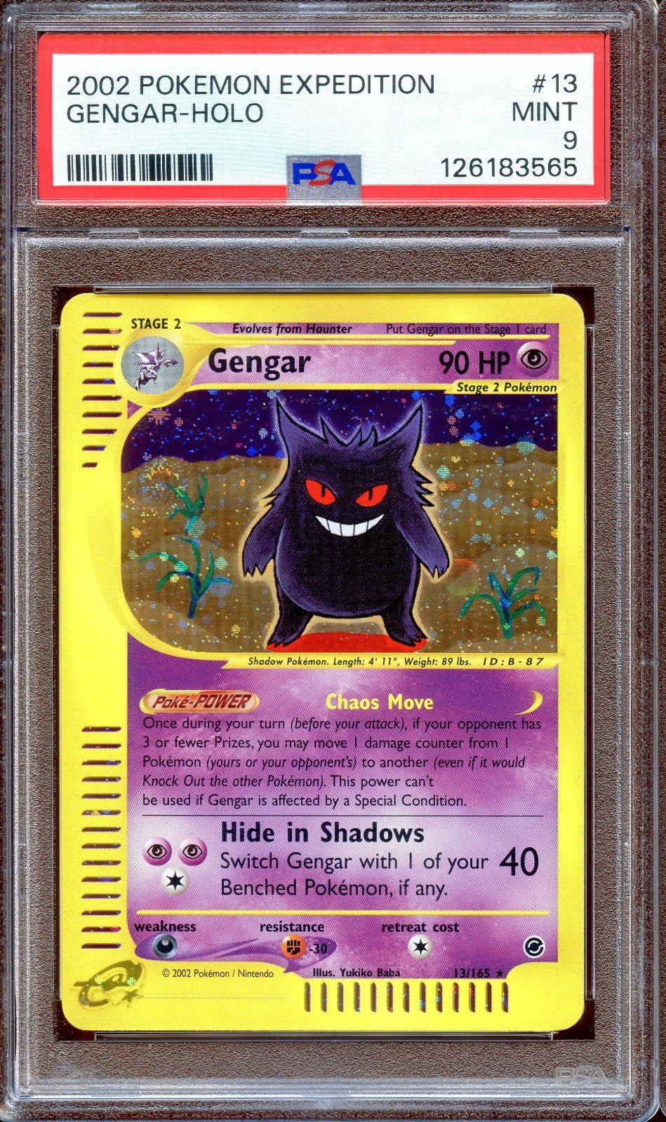 PSA 9 Gengar 13/165 Expedition E Series 2002 Pokemon Card Holo MINT