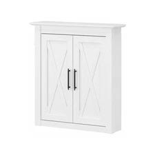 Bush Furniture Key West Bathroom Wall Cabinet with Doors in White Ash