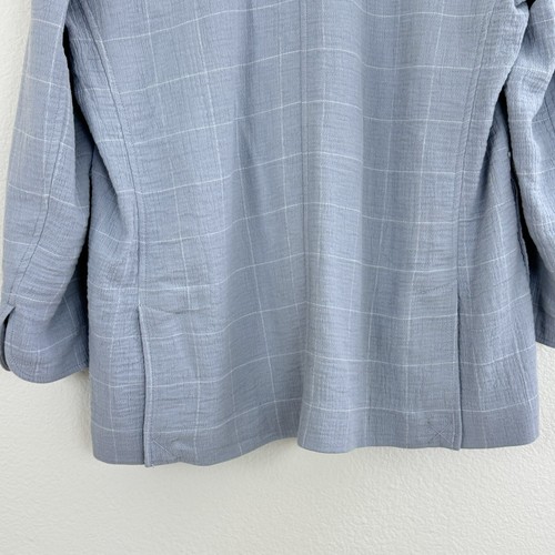 Madewell Blazer Relaxed Larsen Cotton & Linen Blue Windowpane Jacket Size L - Picture 5 of 14