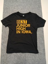 Iowa Hawkeyes Mens Casual T Shirt Black Size 8M Graphic Print Text Crew Neck