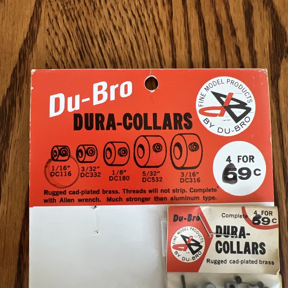 DU-BRO - NEW 1/16" Cad-Plated Brass DURA-COLLARS DC116 (40pcs) RC Planes NOS - Image 2 of 4