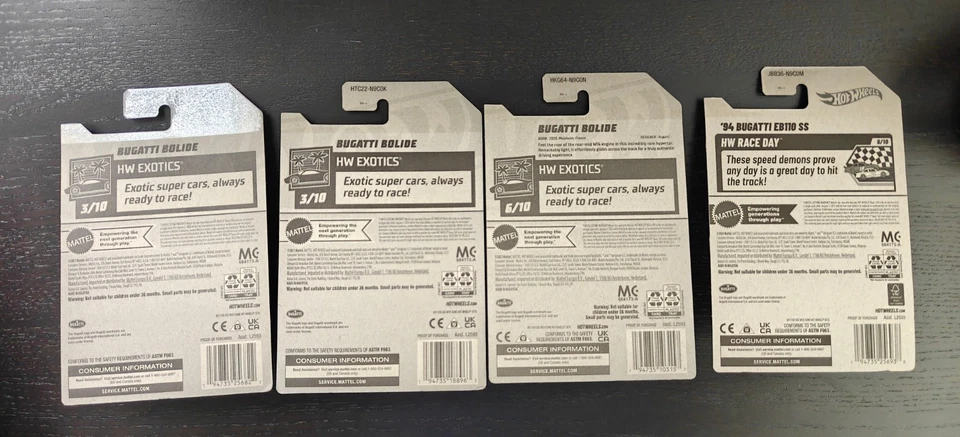 🔥🔥Hot Wheels Bugatti EB110 SS '94 Bolide * Lot x 4 ** Exotic ** RARE🔥🔥 - Image 3 of 3