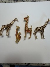 4 Fab Giraffes Pins Or Brooches One Is Signed MR.WE