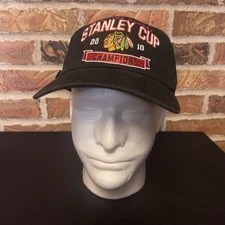 2010 Blackhawks Stanley Cup Champ Hat Adjustable Button Strap Old Time Sports