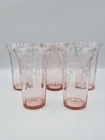 Pink Depression Glasses Etched Floral Design: Tumbler, 5" Set Of 5